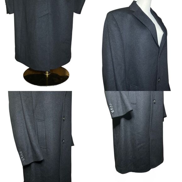 Black Brown 1826 Long Sleeve Gray Overcoat Size 42R Wool Cashmere Blend 3 Button - Picture 11 of 14